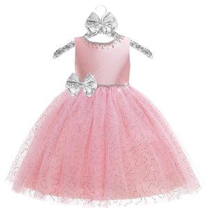 NEW Beautiful Sparkling Bling Rhinestone Sequins Flower Girl Baby Birthd…